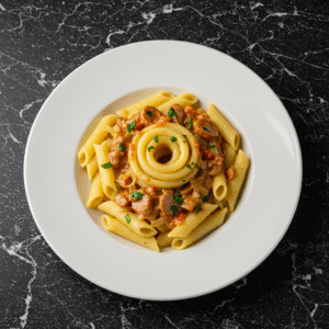 Pâtes Penne sauce Forestière.